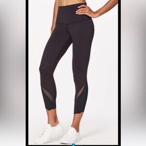 Lululemon  wunderunder cropped Mesh scalloped Leggings
